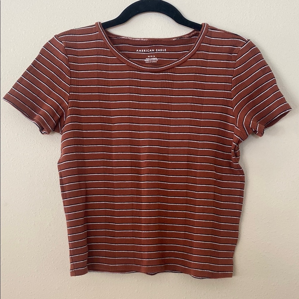 American Eagle Outfitters Women's Striped Brown Top